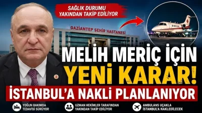 Gaziantep Milletvekili Melih Meriç’in Gaziantep Şehir Hastanesi’ndeki tedavisi yoğun bakım