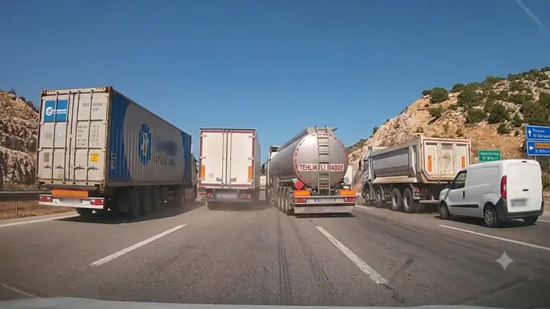 TAG otoyolundan yansıyan son araç kamerası görüntüleri, yan yana seyrederek
